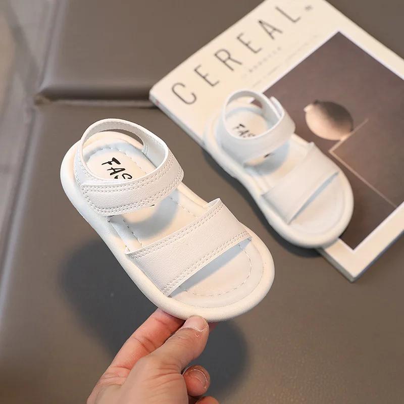 Comfortable Kids Sandals for Boys Girls Children Beige Beach Shoes Toddler Stylish Black Fully Flat Baby Sandal 2-7 Years G12272