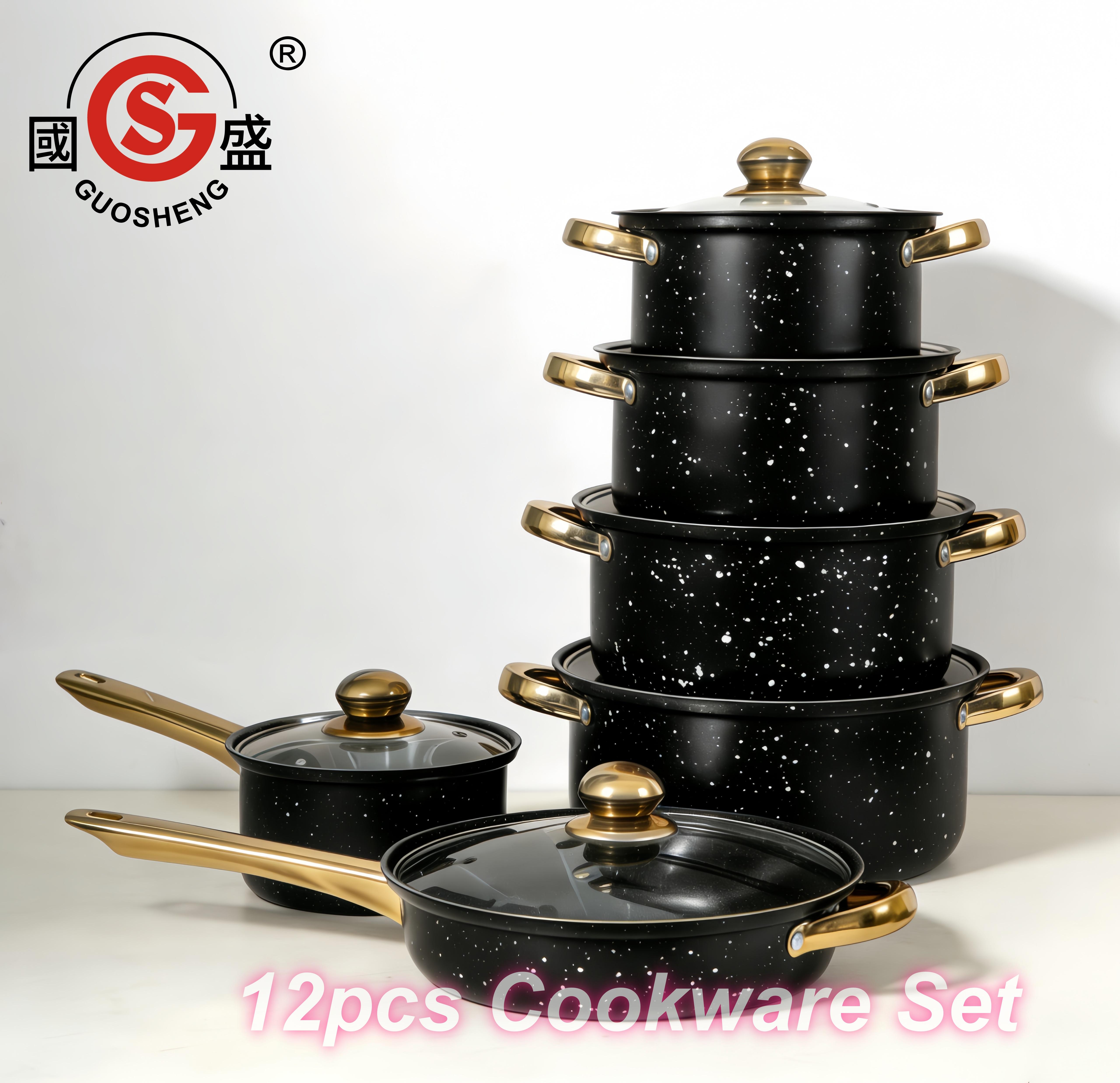 Wholesale 12pcs Nonstick Stainless Steel Induction Pots and Pans Set Kitchen Cookware Set Juego De Utensilios