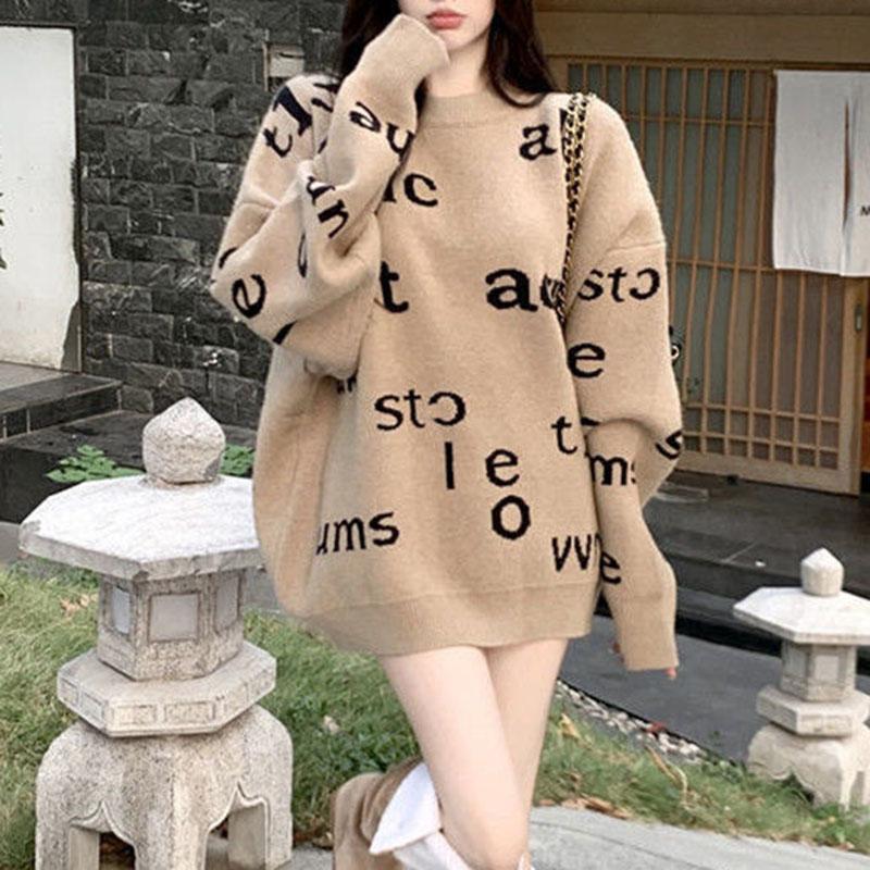 

Женский осенне-зимний свитер, утолщенный, теплый вязаный эластичный с длинным рукавом оверсайз топ XS коричневый