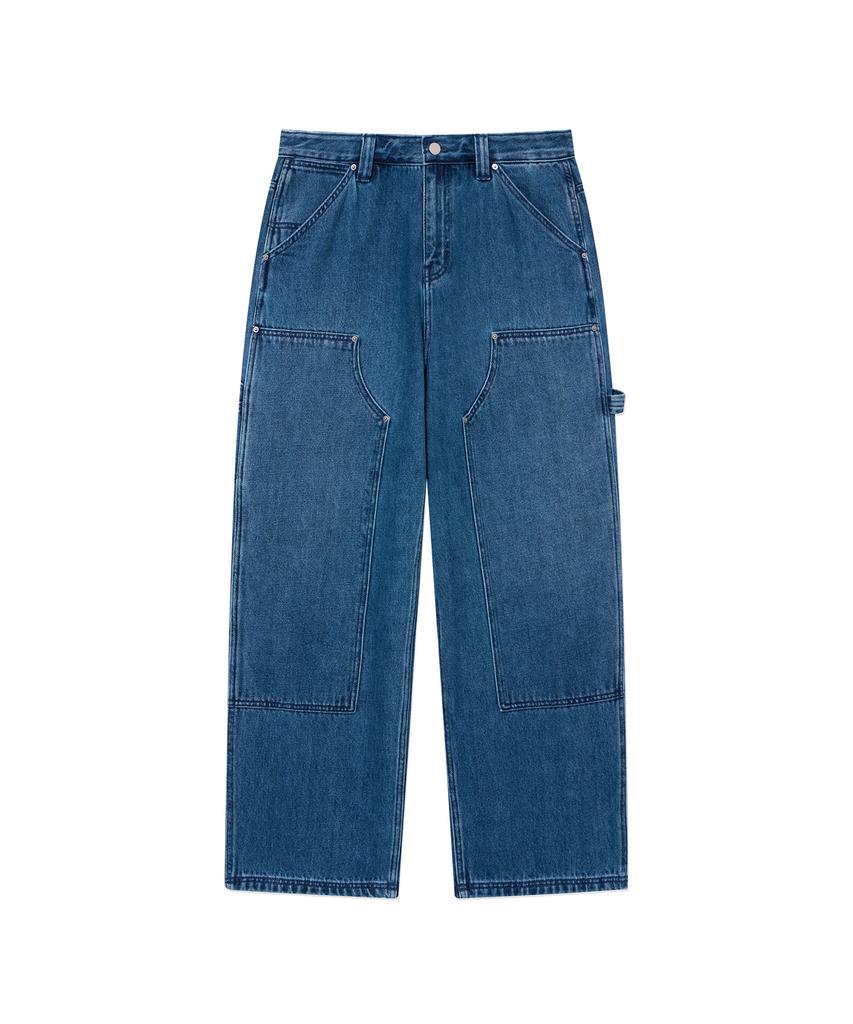 COVERNAT Wide Carpenter Double Knee Denim Pants Blue