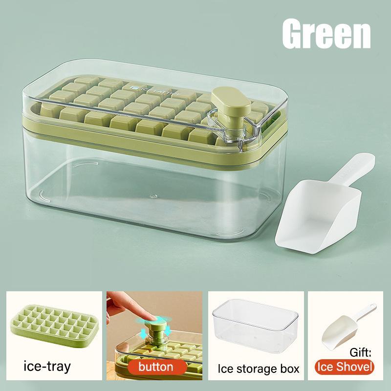 32 Grid Silicone Ice Cube Tray Mould With Ice Shovel Storage Box Remove With One Click Ice Maker DIY Whiskey Ice Storage Mold