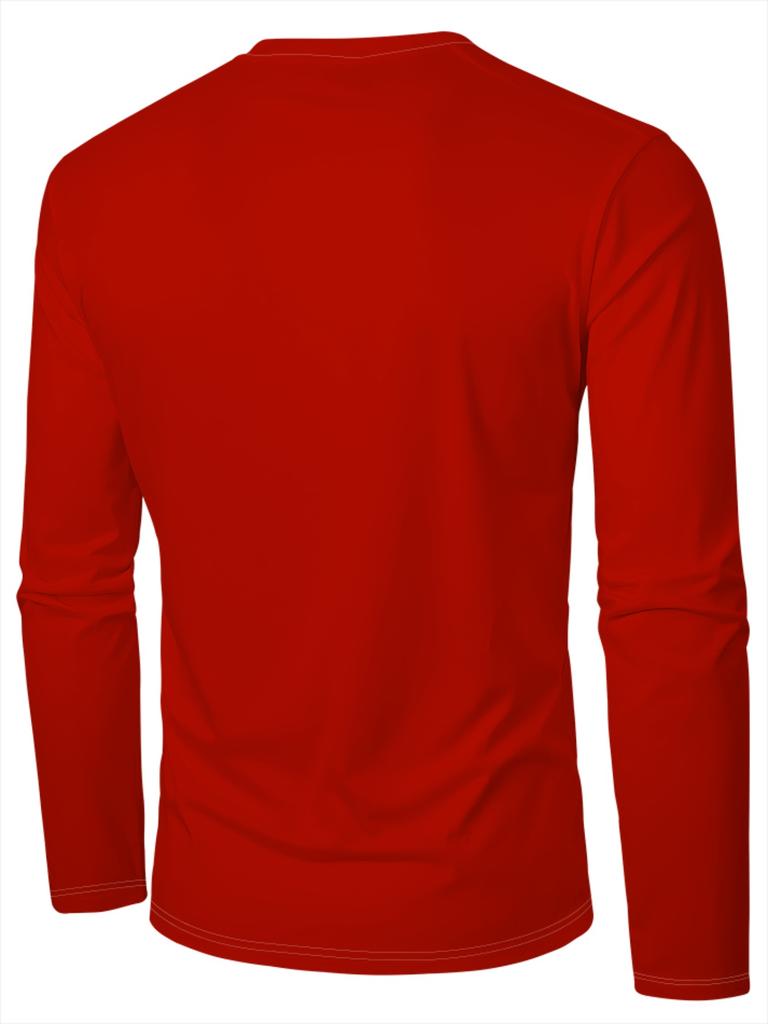 Men's 3D Santa Claus Printed Long-sleeved T-shirt Is Simple and Versatile, Suitable for Spring, Summer, Autumn and Winter
