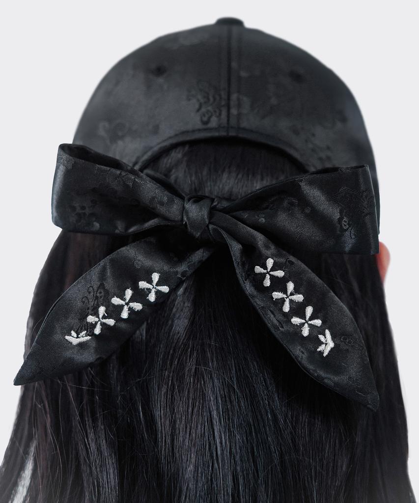 TEENYTIGER Mother-Of-Pearl Flower Hair Ribbon Hat Black