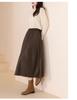 Hepburn Style A-Line Matte PU Leather Skirt: Retro Mid-Length, Elastic Waist, Large Swing, Autumn/Winter