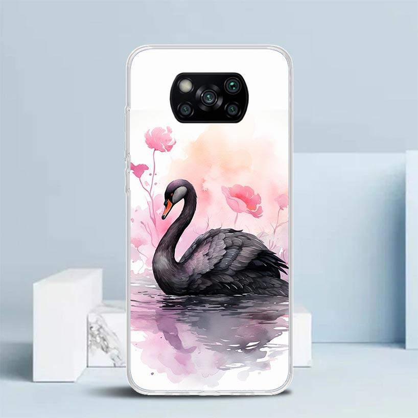 Black Swan Noble Phone Case For Xiaomi Poco F7 Ultra X5 X6 X7 Pro M7 Redmi 15C 15 13C 13 12C 12 10C 10 10A 9 9C 9A 9T Cover Poco