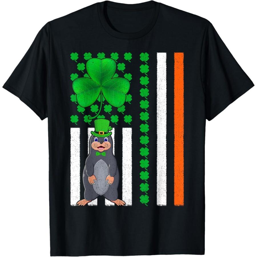 Shamrock Irish American Flag Mole St Patrick s Day T-Shirt XXXXXL чёрный