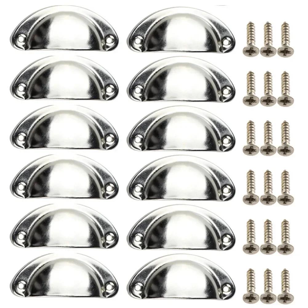 12Pcs Shell Furniture Handles Cabinet Pulls Drawer Knobs Half Moon Kitchen Cupboard Wardrobe Door Handle Antique Hardware