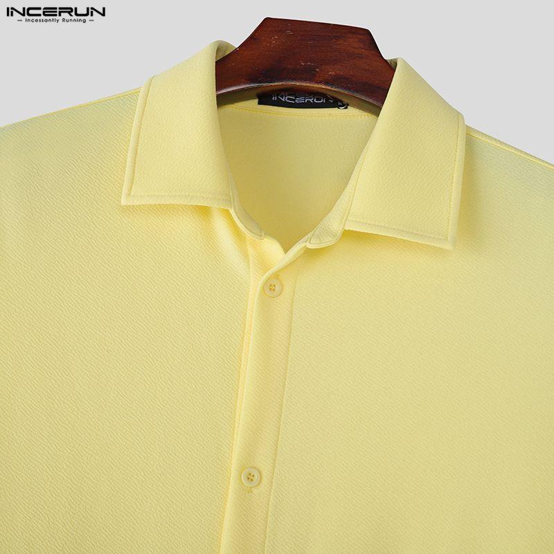 INCERUN Men Lapel Neck Long Sleeve High Splits Casual Long Cardigan Coats