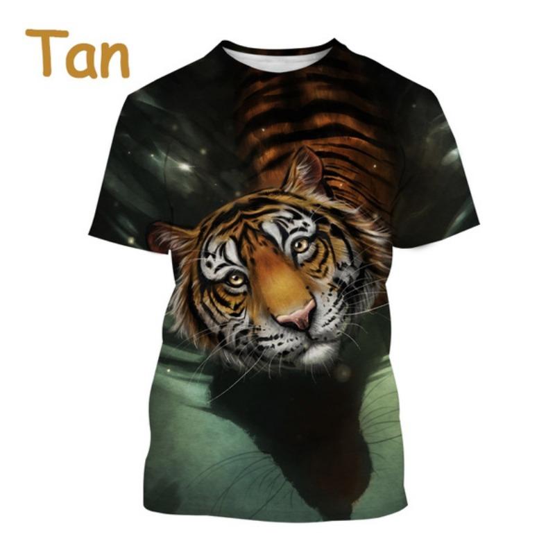 Tiger 3D Cool T-shirt Fashion Men's Animal Art Tiger T-shirt Harajuku Novelty Hip Hop Unisex Street Short Sleeve