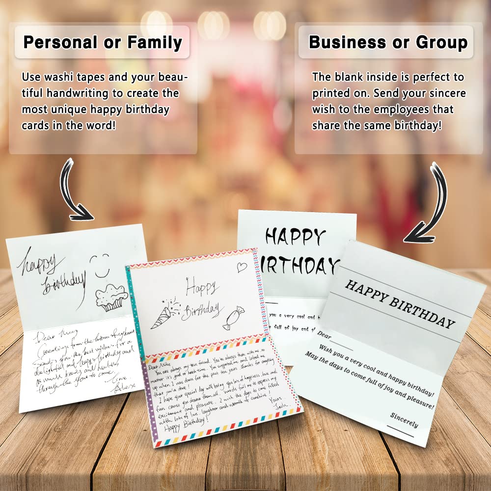 Feela Happy Birthday 40 Cute Patterned Cards with and Masking Perfect for Message Birthday Gift and Celebrations Cards, Envelopes, Stickers, Tape,