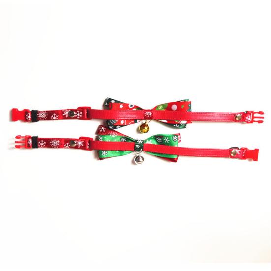 Christmas Cat Dog Collar Bow Tie Gift Adjustable Bell Neck Strap Pet Supplies