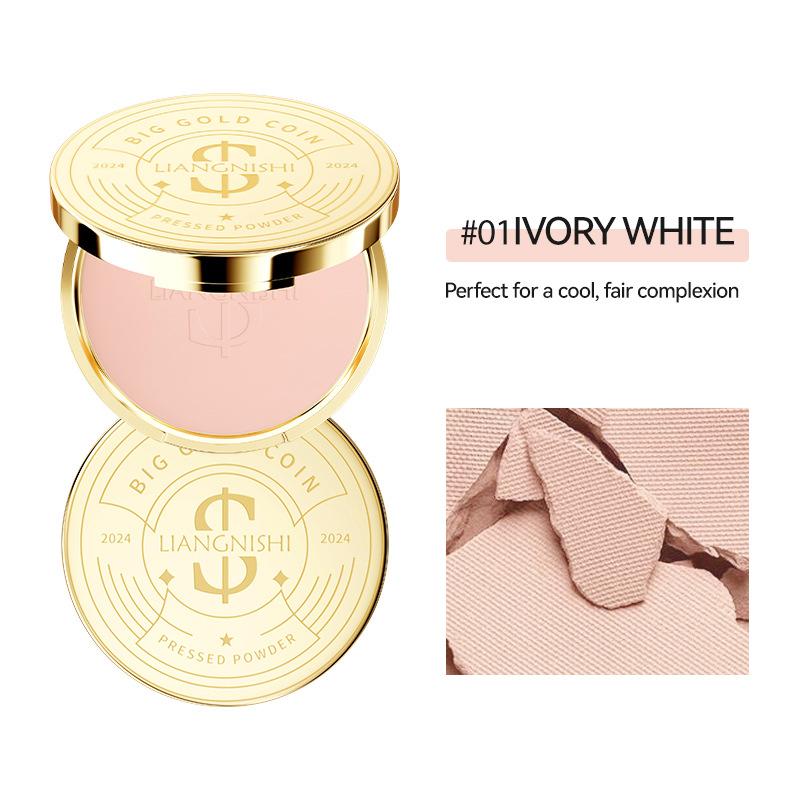 LIANGNISHI Velvet Pressed Powder Setting Powder Long-Lasting Soft Matte #01 Ivory White