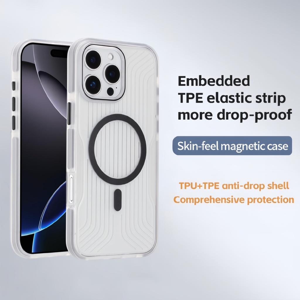 For iPhone 16 Pro Max Magnetic Case TPU PC TPE Shockproof Phone Back Cover
