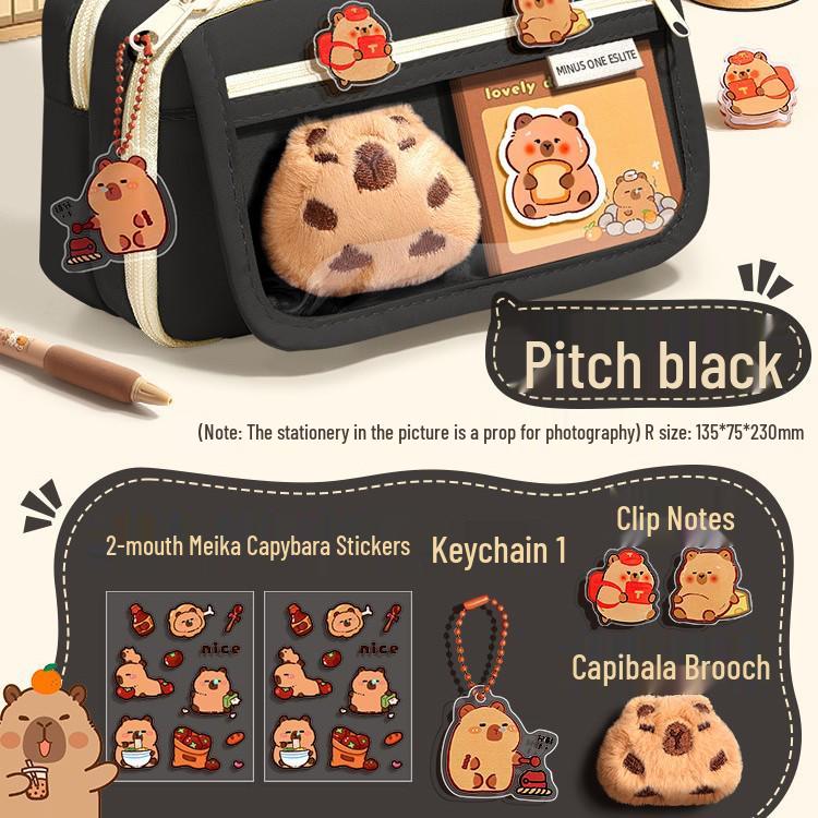 Capibara Velkokapacitní Průhledné Pouzdro na Tužky Odolné Proti Nečistotám, Roztomilé a Stylové pro Studenty Středních Škol