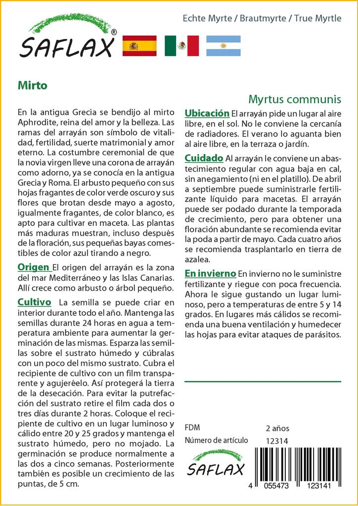 SAFLAX Mirt Prawdziwy - 30 nasion - Myrtus communis