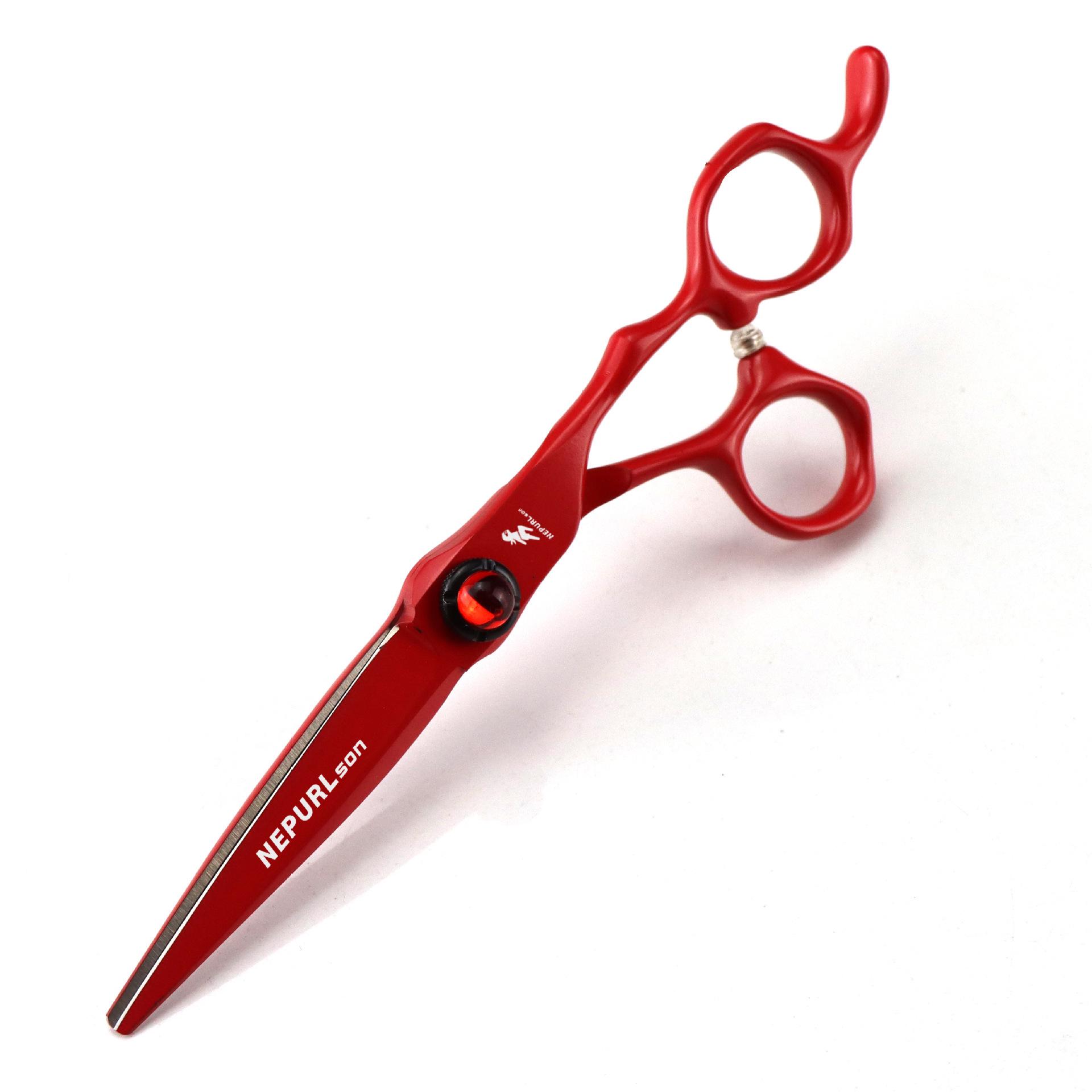 6.0 Red Shenxingzhe Hairdressing Scissors - FSG-02 Mizutani Model, Barber Straight Shears, and Bang Scissors
