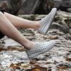 Matching Couple Perforated Sandals Waterproof & Breathable Slip-On Slides for Men and Women, Lightweight Flat Sole Outdoor Beach Shoes for Summer