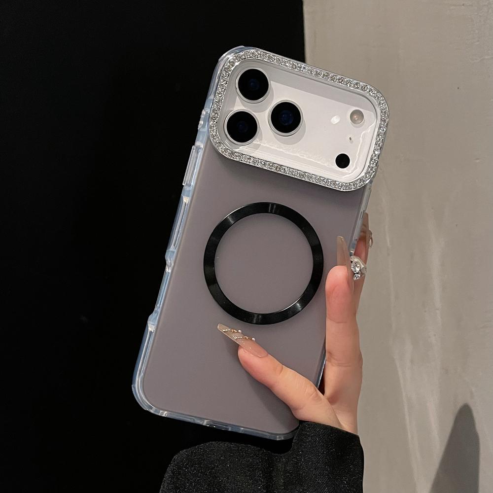 KEYSION Magnetic Jewelled Case for MagSafe for iPhone 16 17 Pro Max Air 16 Plus Transparent Matte TPU+PC Shockproof Phone Cover