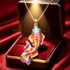 Cute Dragon Fox Pendant Necklace Colorful Enamel Craft Sparkling Crystal Jewelry for Christmas Holiday Wear Gift