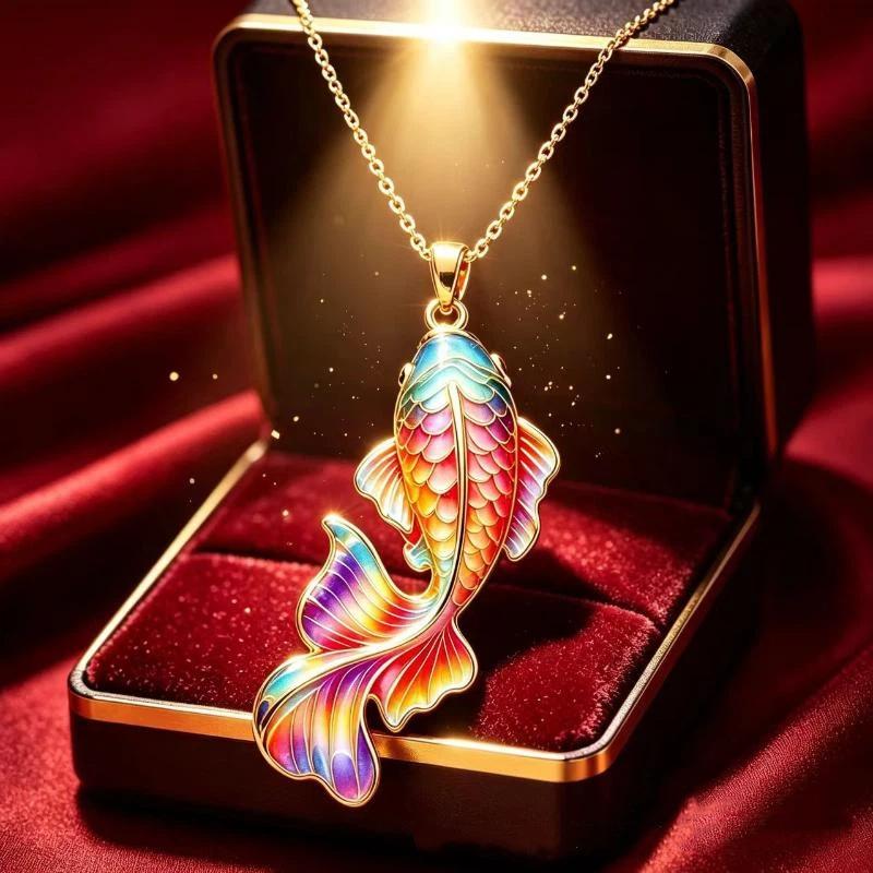 Cute Dragon Fox Pendant Necklace Colorful Enamel Craft Sparkling Crystal Jewelry for Christmas Holiday Wear Gift
