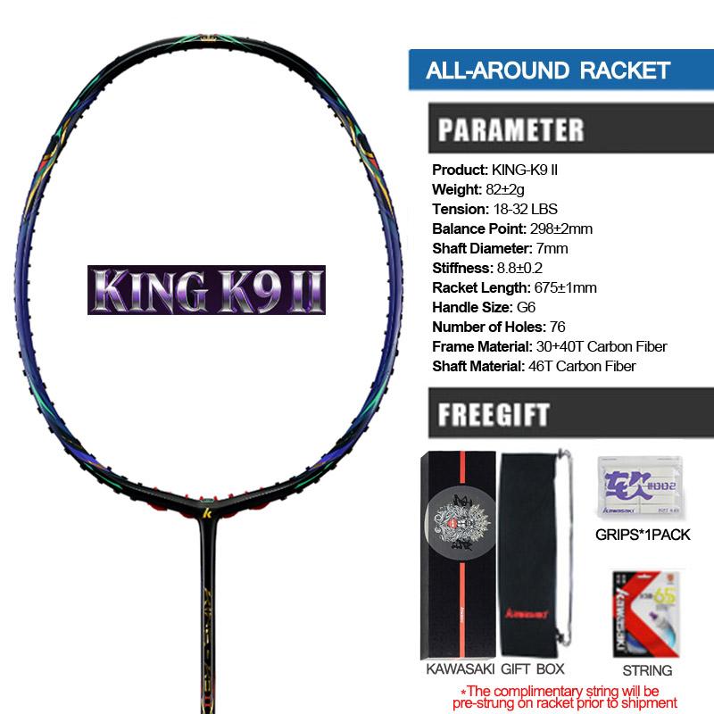 Kawasaki KING K9 4U Badminton Racket Professional T-Join Power All-around Speed&Attack Kawasaki Badminton Racket