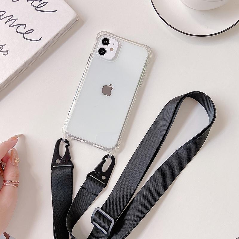Lanyard Clear Case For iPhone 17 16 15 12 11 Pro Max 13 Mini X XS 14 Plus Crossbody Strap Belt Hard PC Acrylic Shockproof Cover