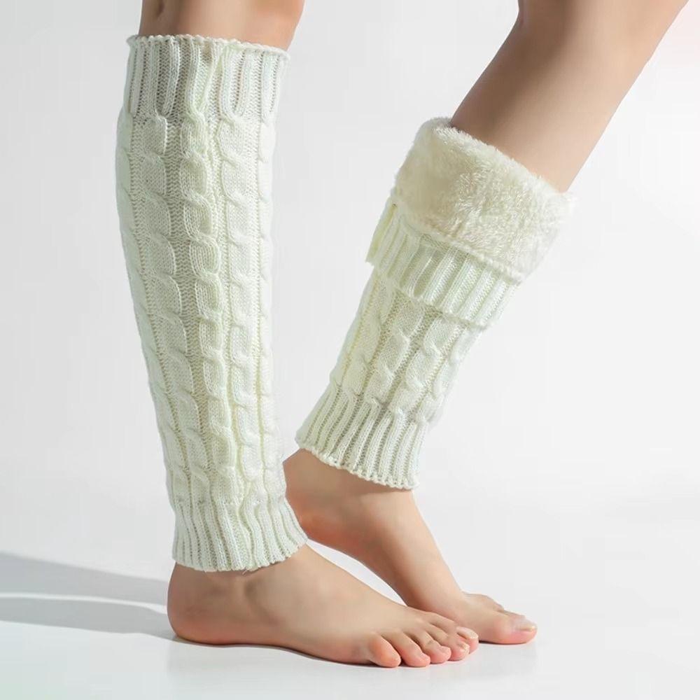 Solid Color Women Leg Warmers Double-Layered Foot Covers Knitting Leg Warmers  Cold Weather