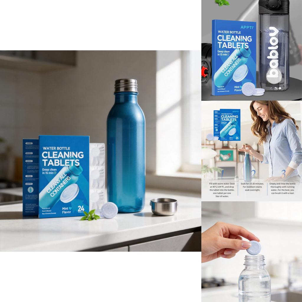 Limescale And Stain Remover Tablets For Water Bottles With Active Cleaning Formula