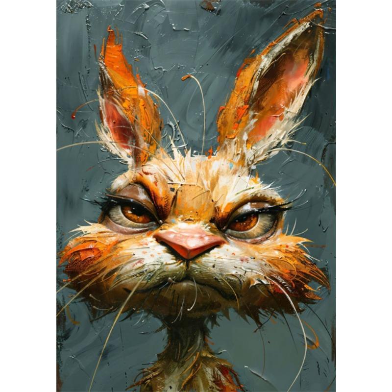 Abstract Art Funny Animals Rabbit Fox Donkey Cat Lion Canvas Posters and Prints Cartoon Animal Mural Canvas Wall Art Home Decor