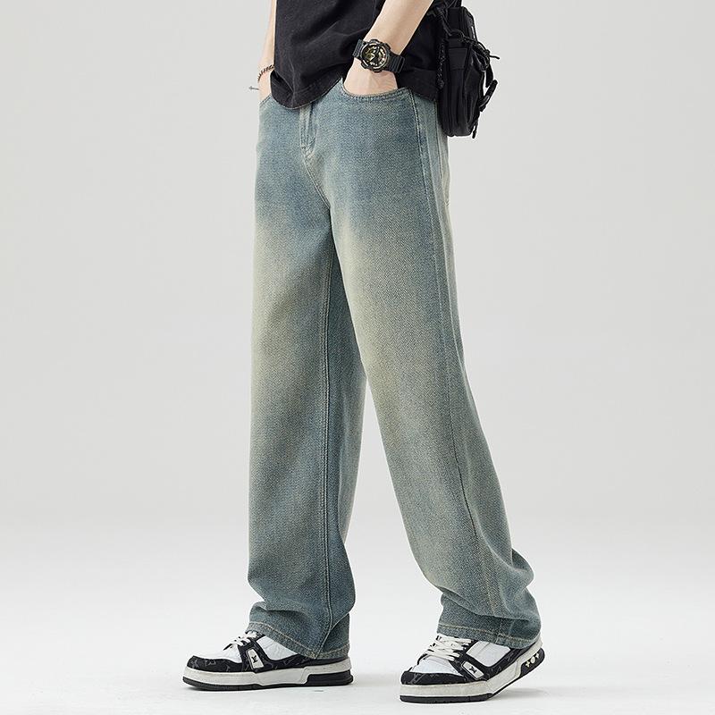 Sternenhimmel-Muster Neue High Street Weitbeinige Hose Jeans Herren Locker Gerade Hose Frühling und Sommer Dünn