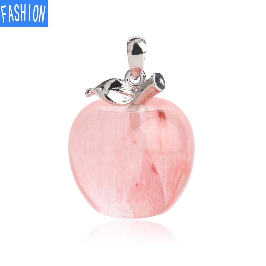 Natural Crystal Apple Pendant Summer Bead Chain Necklace Women'S European And American Fashion