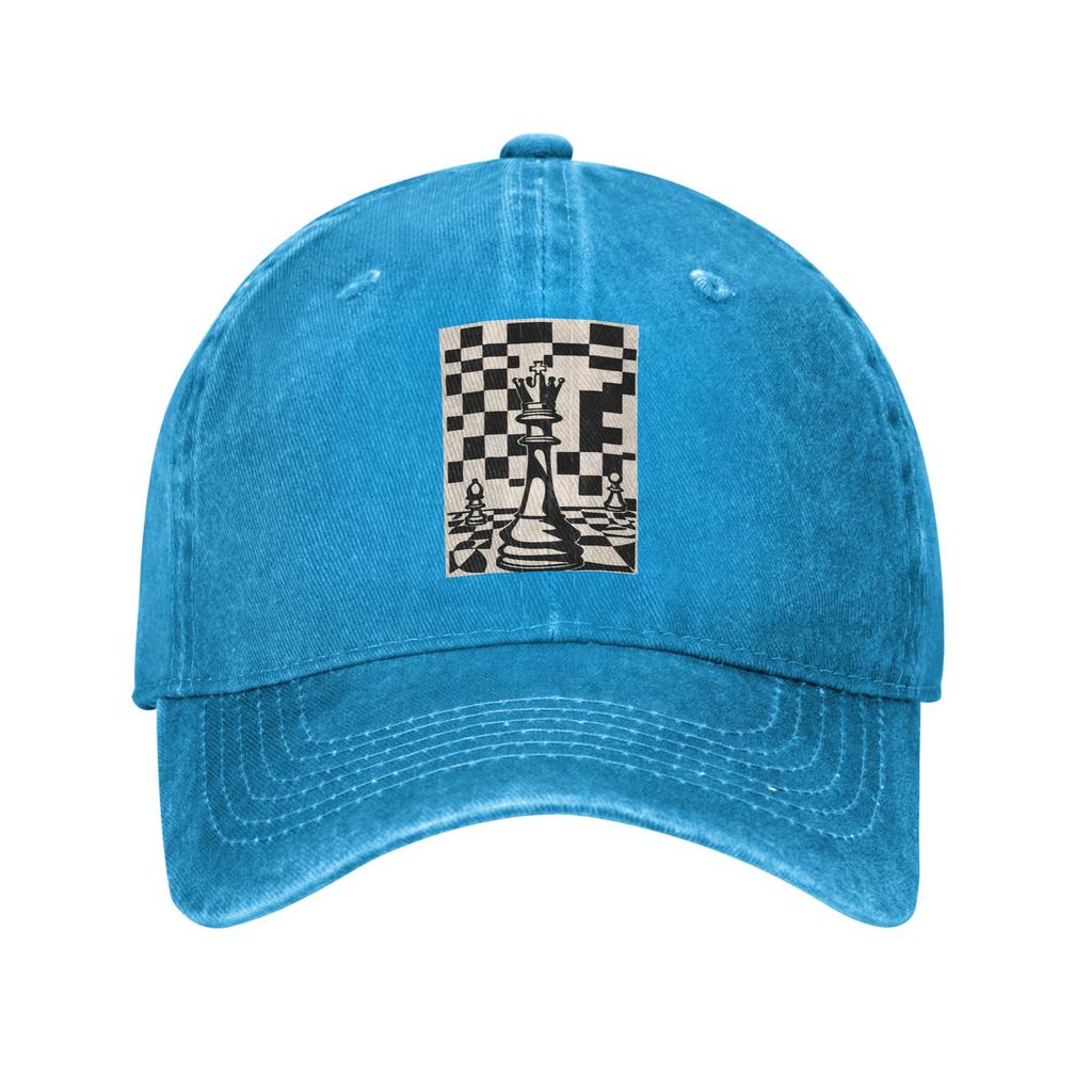 Chess Pieces On Board 1 Washed Denim Cap Casual Baseball Caps Adjustable Hat Summer Unisex Baseball Hats