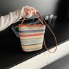 Colorful beach colorful straw small bag women's 2025 summer new shoulder armpit bag fashionable woven bucket bag