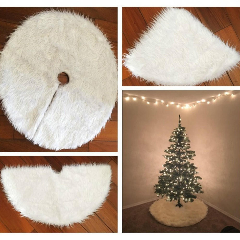 90cm Christmas Plush Long Haired Christmas Tree Skirt Christmas Tree Skirt Decor