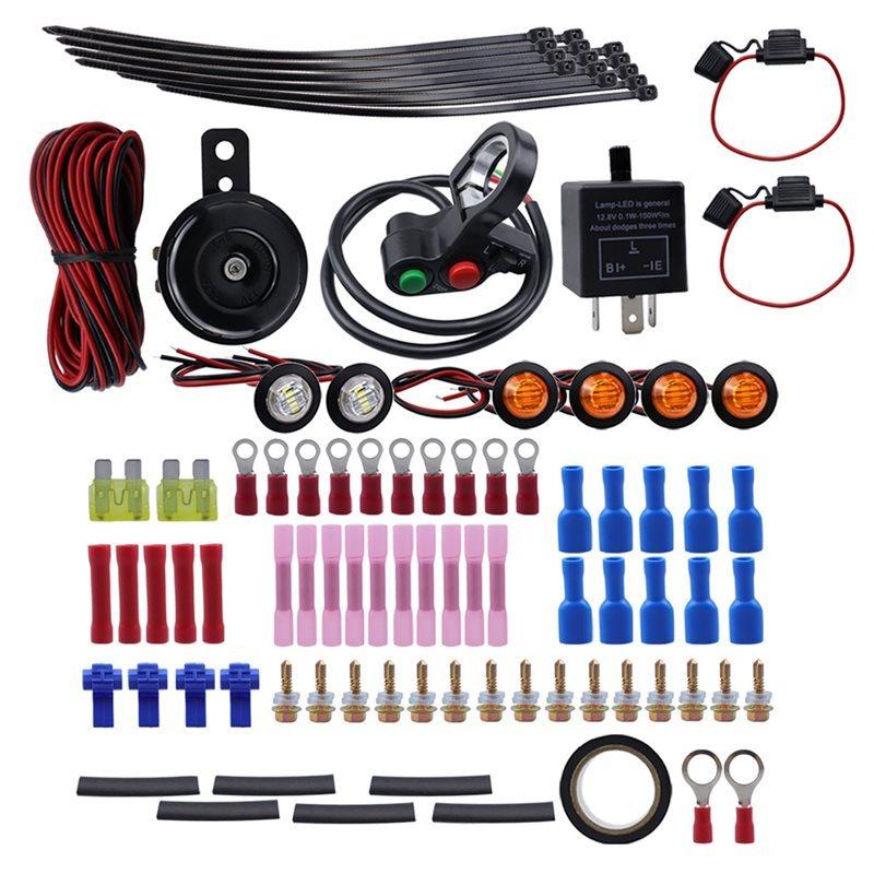 Superior-Universal ATV UTV Turn Signal Horn Kit Handlebar Thumb Switch With LED Lights Flasher ATV Accessories