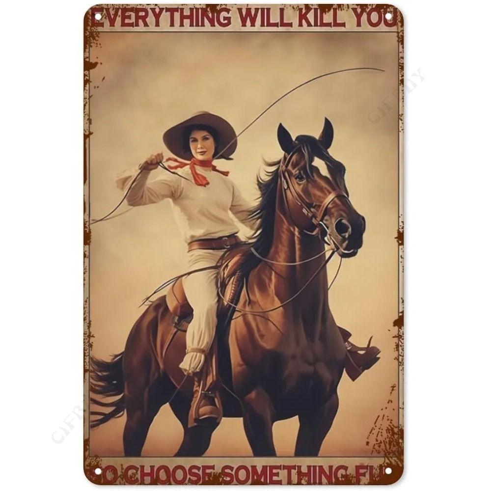 Wild West Cowboy Retro Metalen Blikbord Wanddecoratie 20x30cm