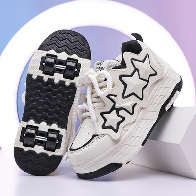 Stivali sportivi a quattro ruote per bambini Pattini a rotelle Scarpe da passeggio Scarpe sportive per bambini Scarpe da ginnastica con pattini a rotelle