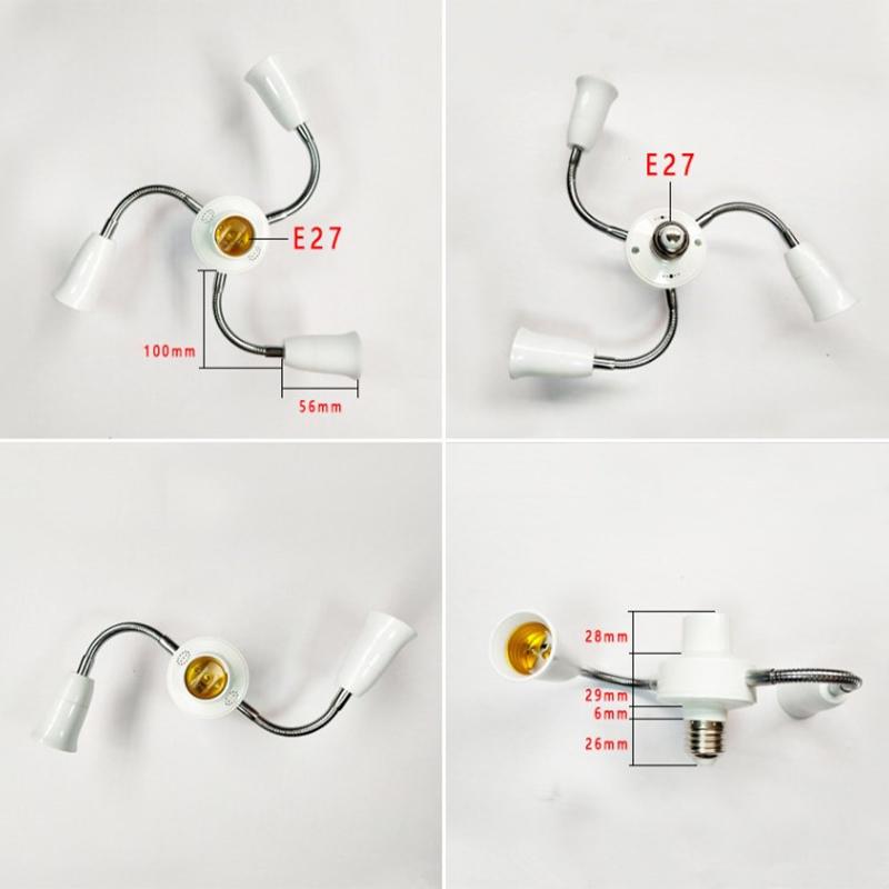 Adjustable White E27 Base Light Socket Splitter Led Bulbs Holder Converter With Extension Hose Lamp Holder