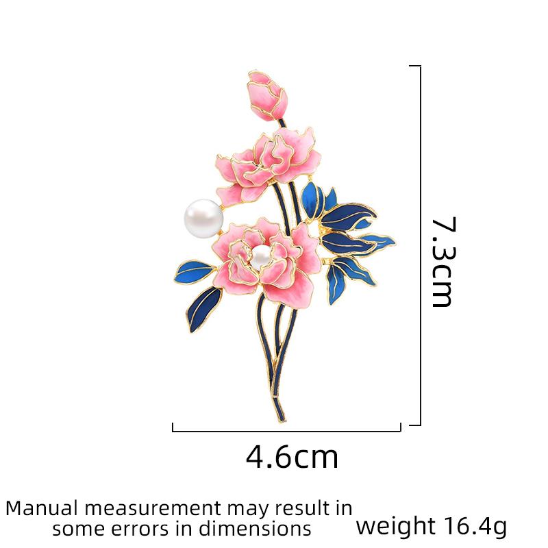 Broche Fleur Pivoine Émail Élégant Design Luxe Léger pour Femme Broche Tendance Polyvalente Design de Niche