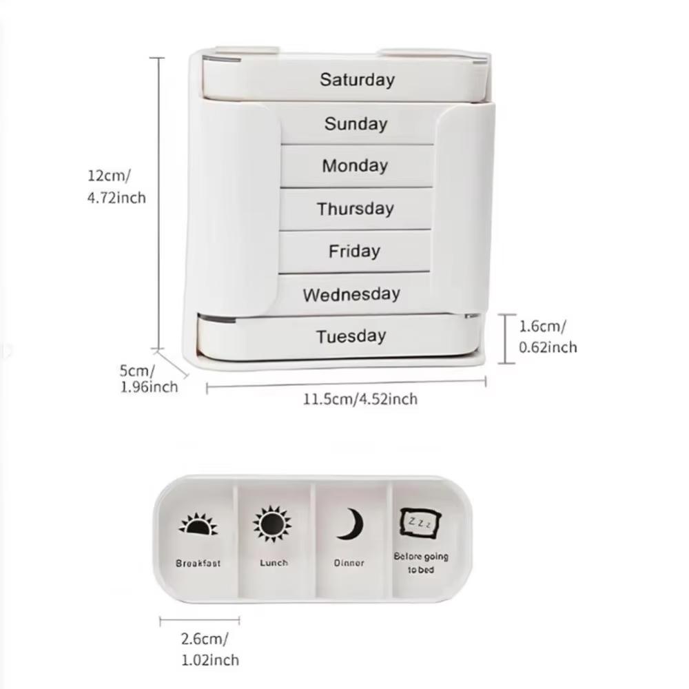 1 Stück Wöchentlicher Pillenorganizer Kompaktes Design Tragbar 7-Tage-Fächer Medikamentenbox für Morgen Mittag Abend & Nacht Medikamentenmanagement