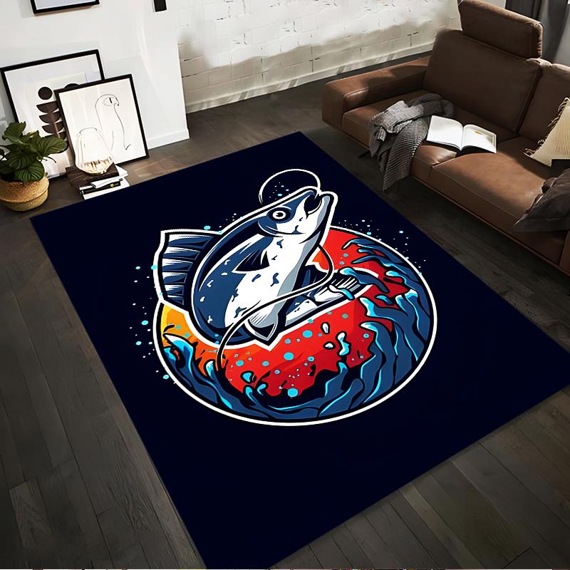 

Colorful Fish Design Carpet with Ocean Wave Pattern for Home Decor Suitable for use as an anti-slip for living room bedroom sofas 40x60cm( 15x23in )