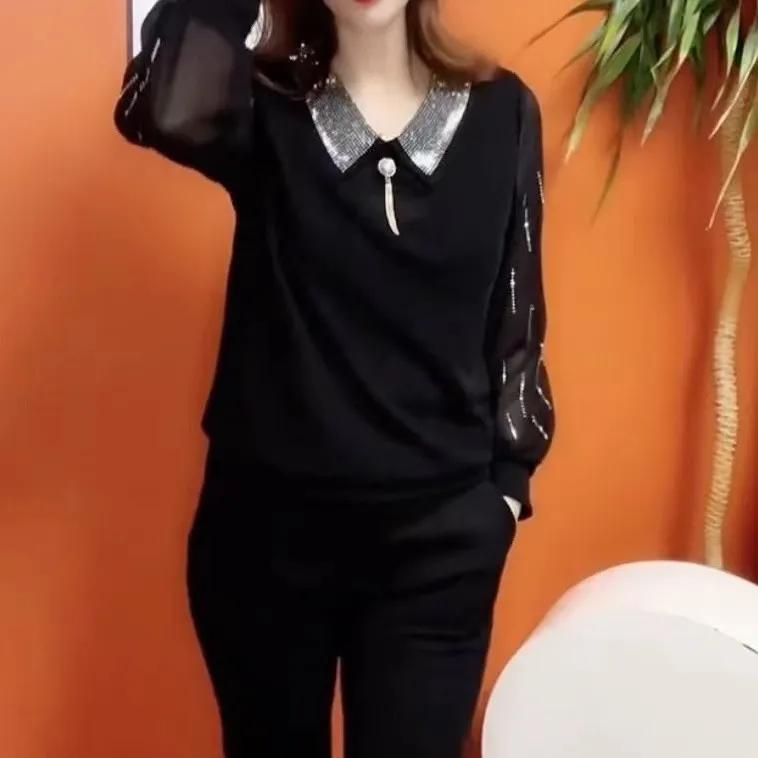 Frühlings- und Herbstmode für Damen: Alterslos stilvoll, bereit für die Übergangszeit, atmungsaktive V-Ausschnitt Langarmbluse für den Arbeitsweg