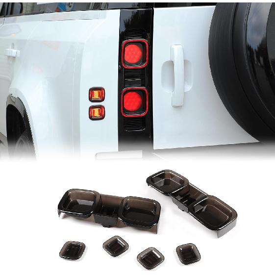 Tail Light Lamp Guard Covers Compatible with Rover Defender 110 2020 2021 2022 2023, Smoked Tinted Light Cover Trim Accessories ABS Material,