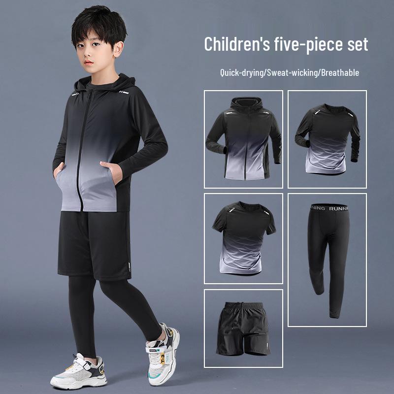 Autumn Quick-Drying Sports Suit: Boys' Basketball & Football Training Outfit with Tight-Fitting Winter Fitness Clothes for Teens