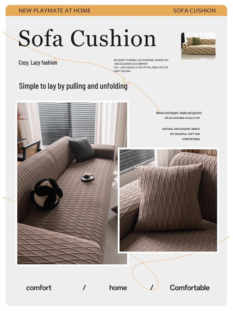 All-Season Elastic Jacquard Velvet Sofa Cover - Universal One-Piece Fit