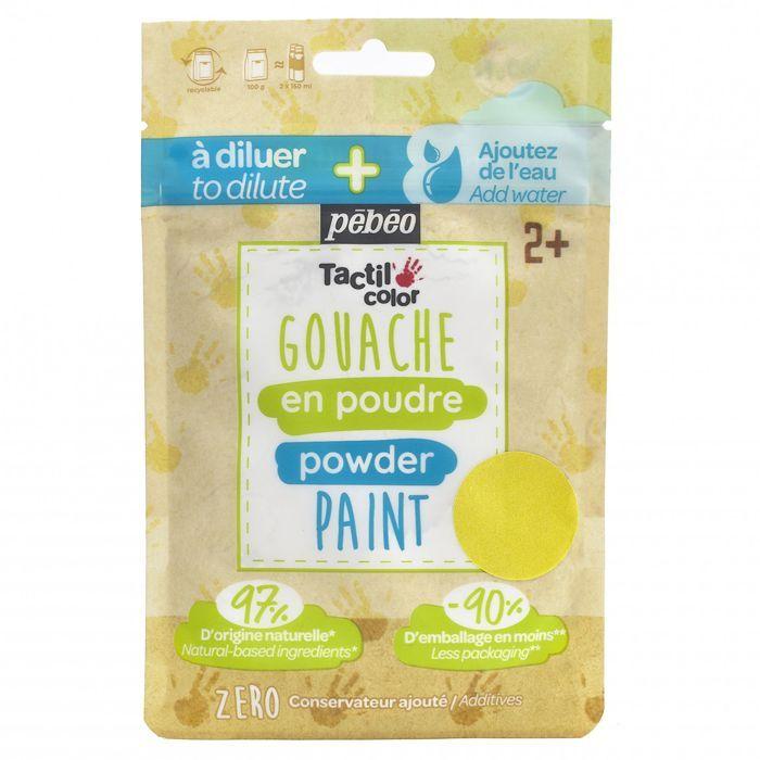 Sachet Gouache Powder 100g Yellow - PEBEO - Tactilcolor - Water-dilutable - For Children from 2 Years Old