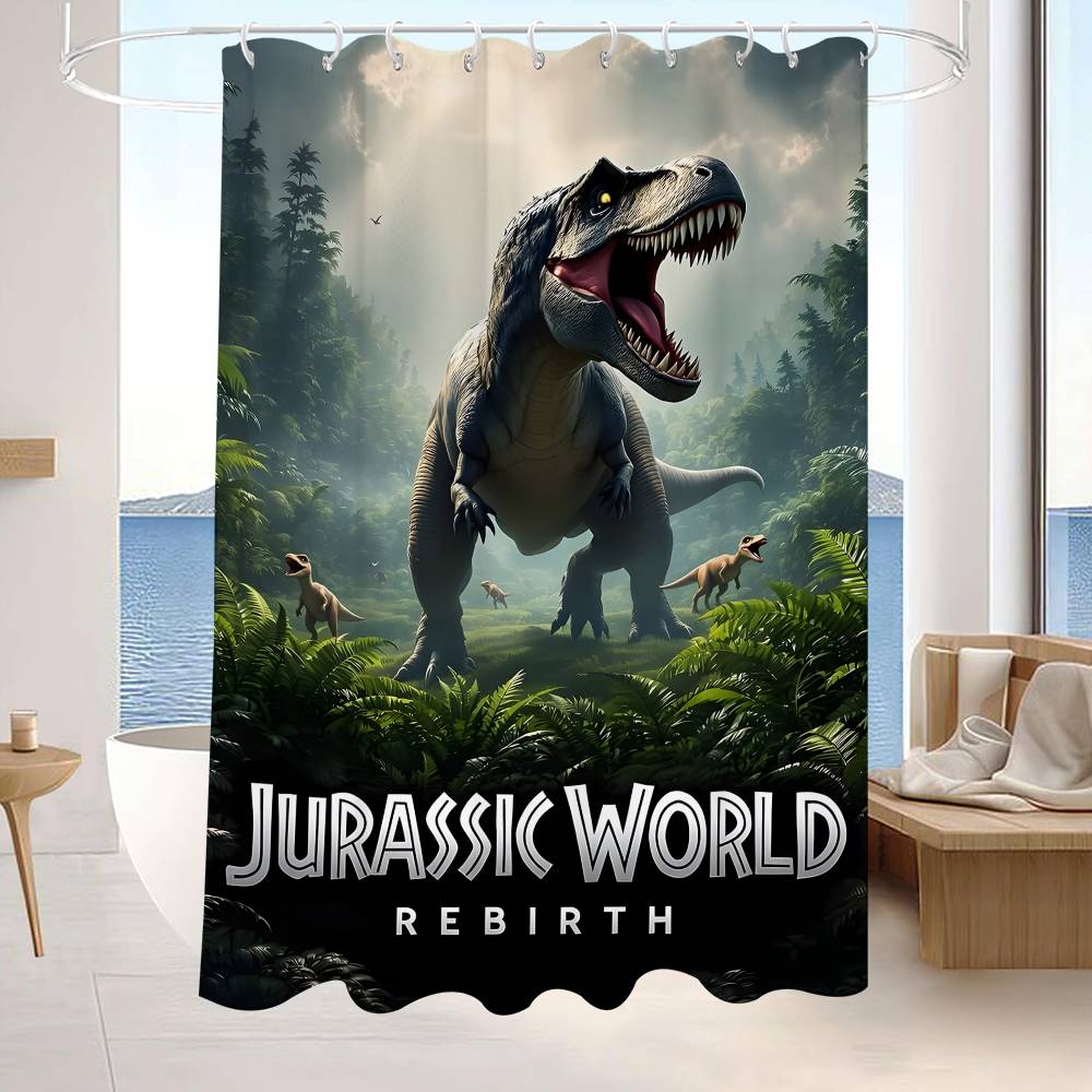 Movie Jurassic Park Dinosaur World Modern Simple Shower Curtain Bathroom Decorative Polyster Shower Curtain with Hook