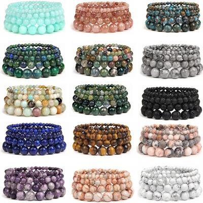 1 Stück Naturstein Armbänder Onyx Achate Runde Perlen Armreifen Für Frauen Männer Schmuck Reiki Handgemachten Schmuck Yoga Healing 19CM