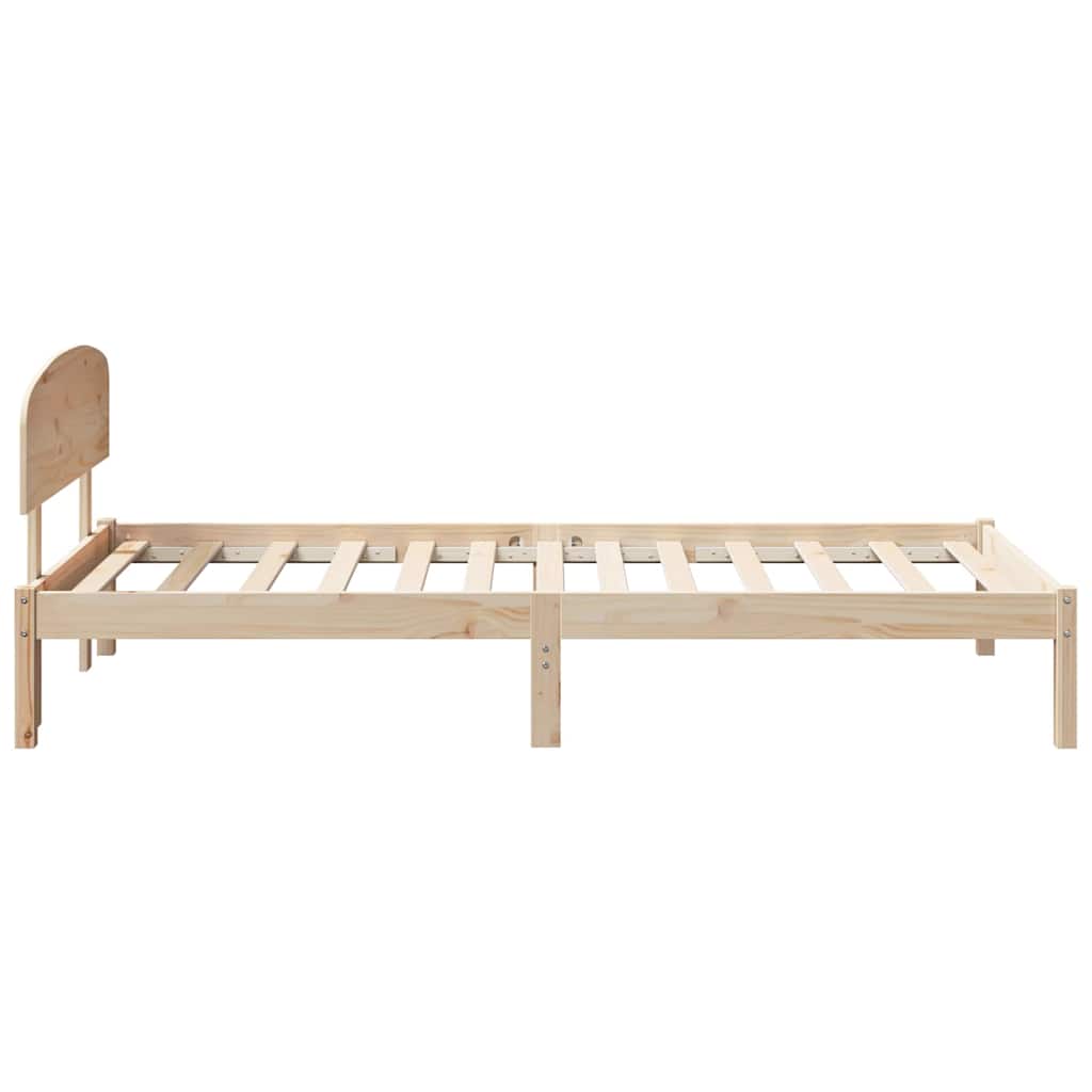 Natural Wooden Bed Frame with Headboard 90 X 190 Cm Solid Pine Wood