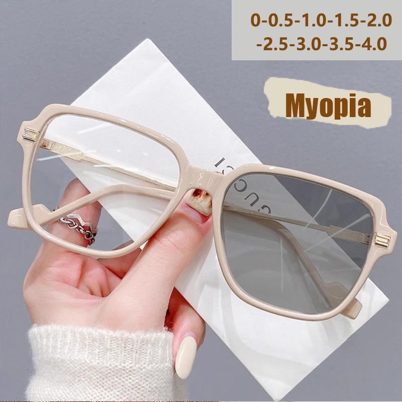Photosensitive Color Change Anti-Blue Light Glasses Without Makeup Large Frame Myopia Glasses Finished Myopia Glasses 6022